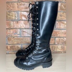 Vintage NaNa Industrial Strength Black Leather Pole Climber Boot Women’s Size 7D